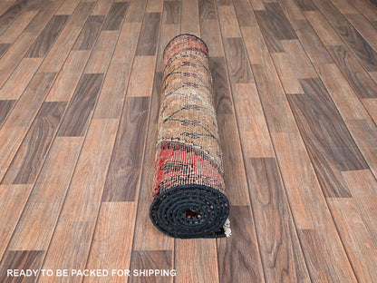 Brown 3'0" x 8'2" Vintage Hand knotted Wool Rug - Sku: O01762