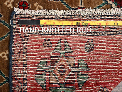 Brown 3'0" x 8'2" Vintage Hand knotted Wool Rug - Sku: O01762