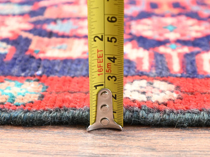 Blue 2'10" x 8'6" Vintage Hand knotted Wool Rug - Sku: O01763