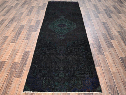 Vintage hand-knotted wool runner in Overdyed, 2'10" x 8'11" — SKU O01764 (view 2)