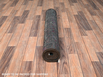 Overdyed 2'10" x 8'11" Vintage Hand knotted Wool Rug - Sku: O01764