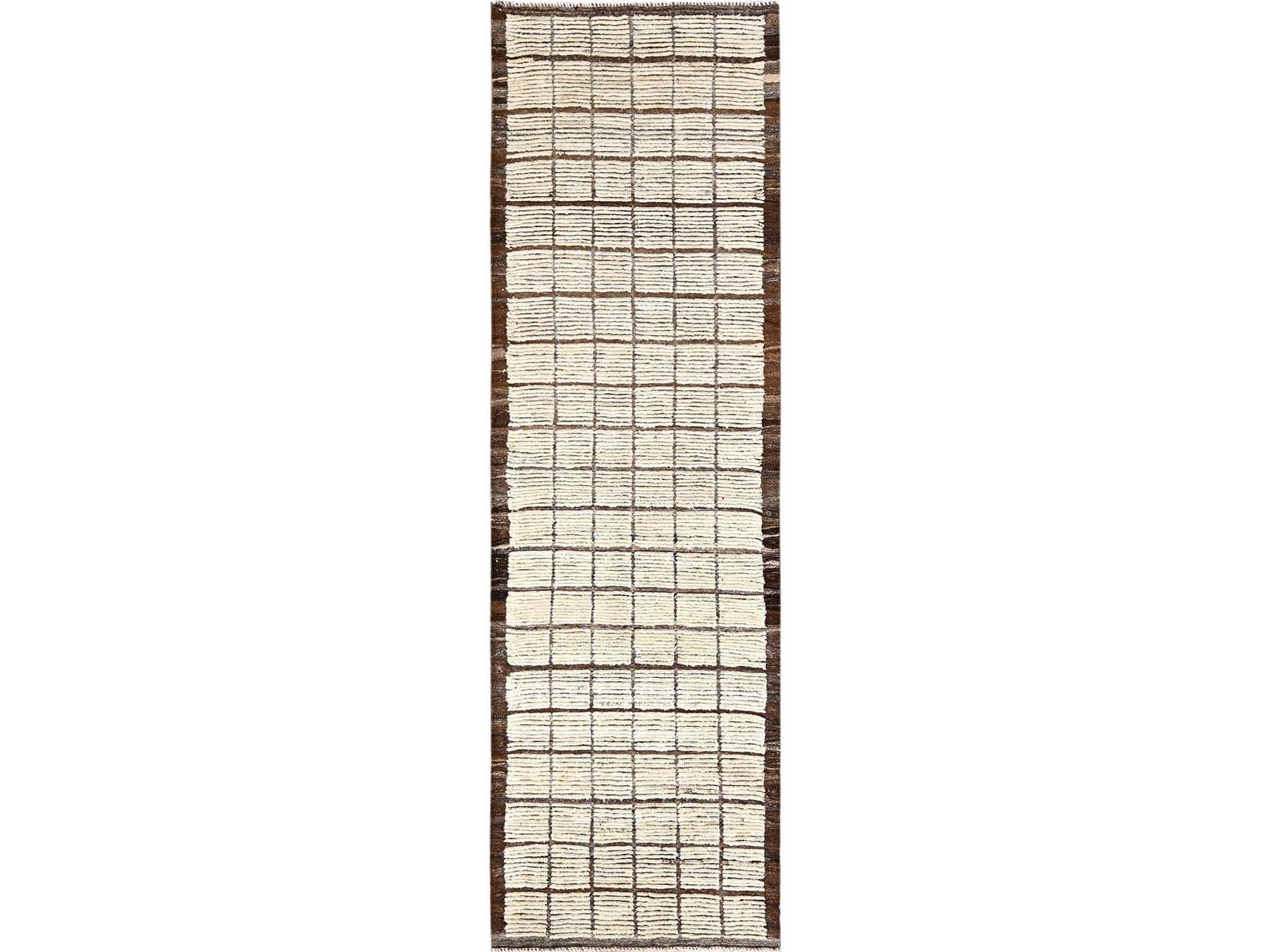 Ivory 2'9" x 9'5" Tribal & Geometric Hand knotted Wool Rug - Sku: O01765