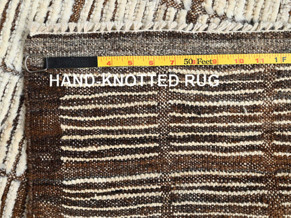 Ivory 2'9" x 9'5" Tribal & Geometric Hand knotted Wool Rug - Sku: O01765