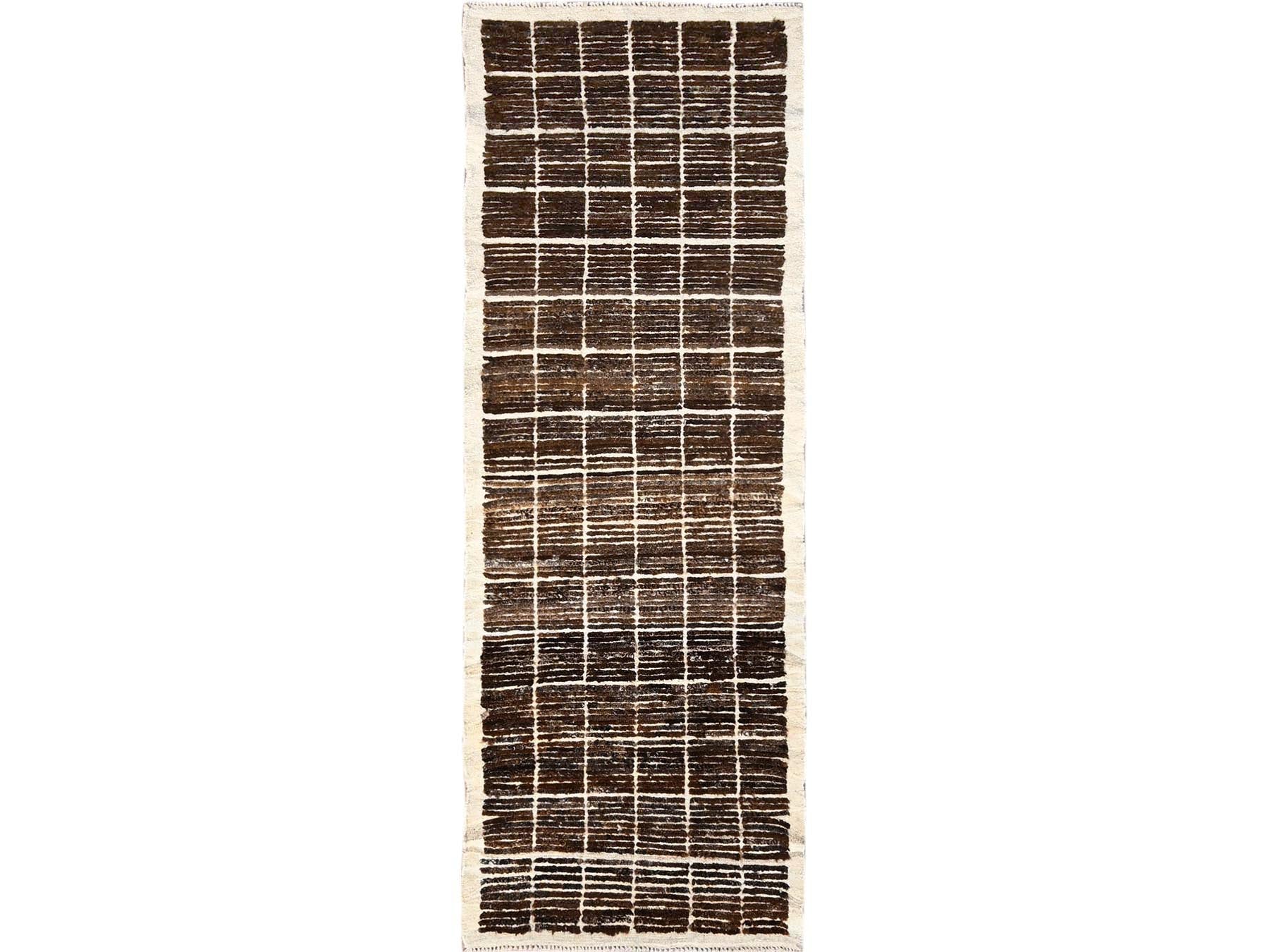 Brown 2'9" x 7'9" Tribal & Geometric Hand knotted Wool Rug - Sku: O01766