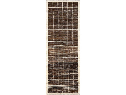 Brown 2'9" x 7'9" Tribal & Geometric Hand knotted Wool Rug - Sku: O01766