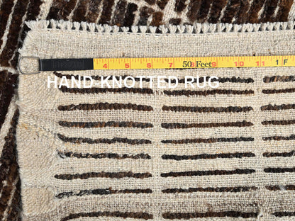 Brown 2'9" x 7'9" Tribal & Geometric Hand knotted Wool Rug - Sku: O01766