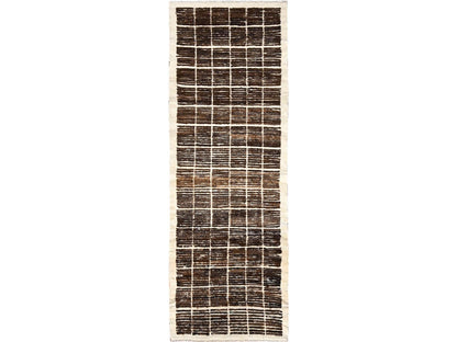 Brown 2'8" x 7'8" Tribal & Geometric Hand knotted Wool Rug - Sku: O01768