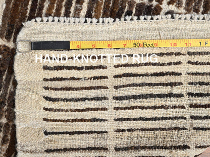 Brown 2'8" x 7'8" Tribal & Geometric Hand knotted Wool Rug - Sku: O01768