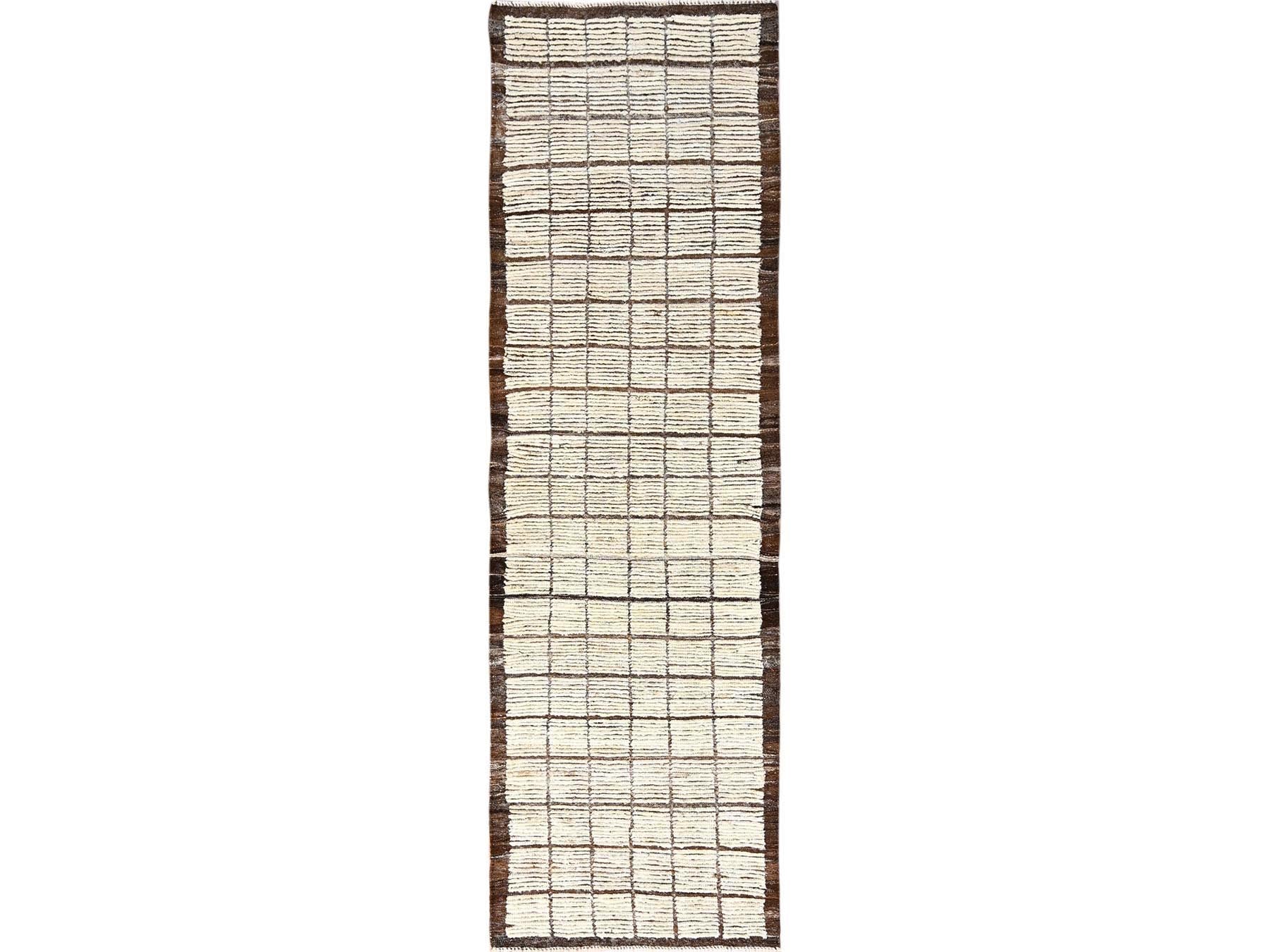 Ivory 2'8" x 9'6" Tribal & Geometric Hand knotted Wool Rug - Sku: O01770