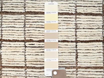 Tribal & Geometric hand-knotted wool runner in Ivory & Brown, 2'8" x 9'6" — SKU O01770 (view 4)