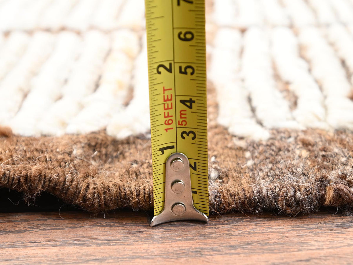 Tribal & Geometric hand-knotted wool runner in Ivory & Brown, 2'8" x 9'6" — SKU O01770 (view 6)