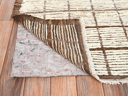 Ivory 2'8" x 9'5" Tribal & Geometric Hand knotted Wool Rug - Sku: O01771