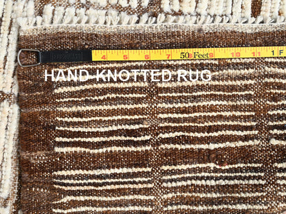 Ivory 2'8" x 9'5" Tribal & Geometric Hand knotted Wool Rug - Sku: O01771