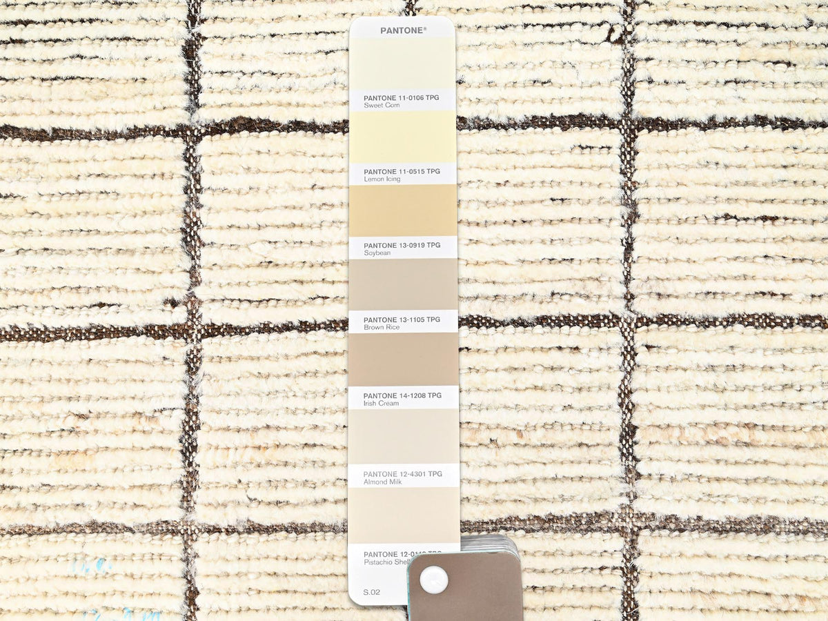 Tribal & Geometric hand-knotted wool runner in Ivory & Brown, 2'7" x 7'10" — SKU O01772 (view 4)