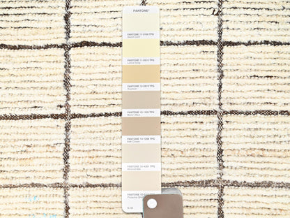 Tribal & Geometric hand-knotted wool runner in Ivory & Brown, 2'7" x 7'10" — SKU O01772 (view 4)