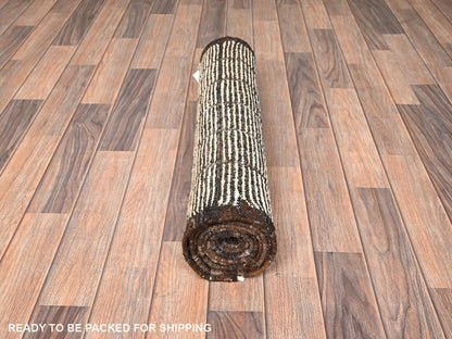 Ivory 2'7" x 7'10" Tribal & Geometric Hand knotted Wool Rug - Sku: O01772
