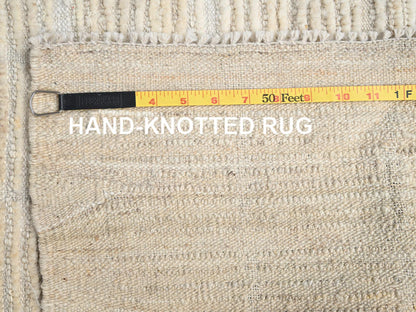Tribal & Geometric hand-knotted wool rug in Ivory, 2'3" x 2'9" — SKU O01781 (view 7)