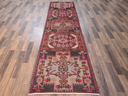 Brown 2'9" x 9'8" Vintage Hand knotted Wool Rug - Sku: O01782
