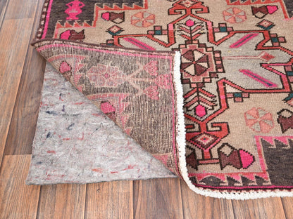 Brown 2'9" x 9'8" Vintage Hand knotted Wool Rug - Sku: O01782