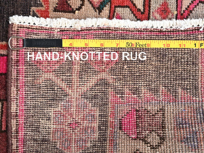 Brown 2'9" x 9'8" Vintage Hand knotted Wool Rug - Sku: O01782