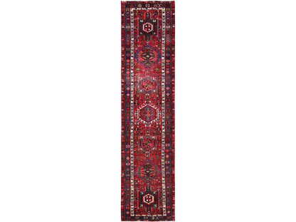 Vintage hand-knotted wool runner in Red, 3' x 12'9" — SKU O01783