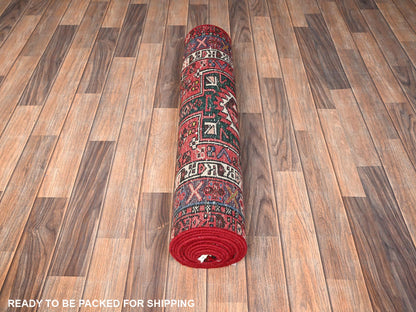 Vintage hand-knotted wool runner in Red, 3' x 12'9" — SKU O01783 (view 5)