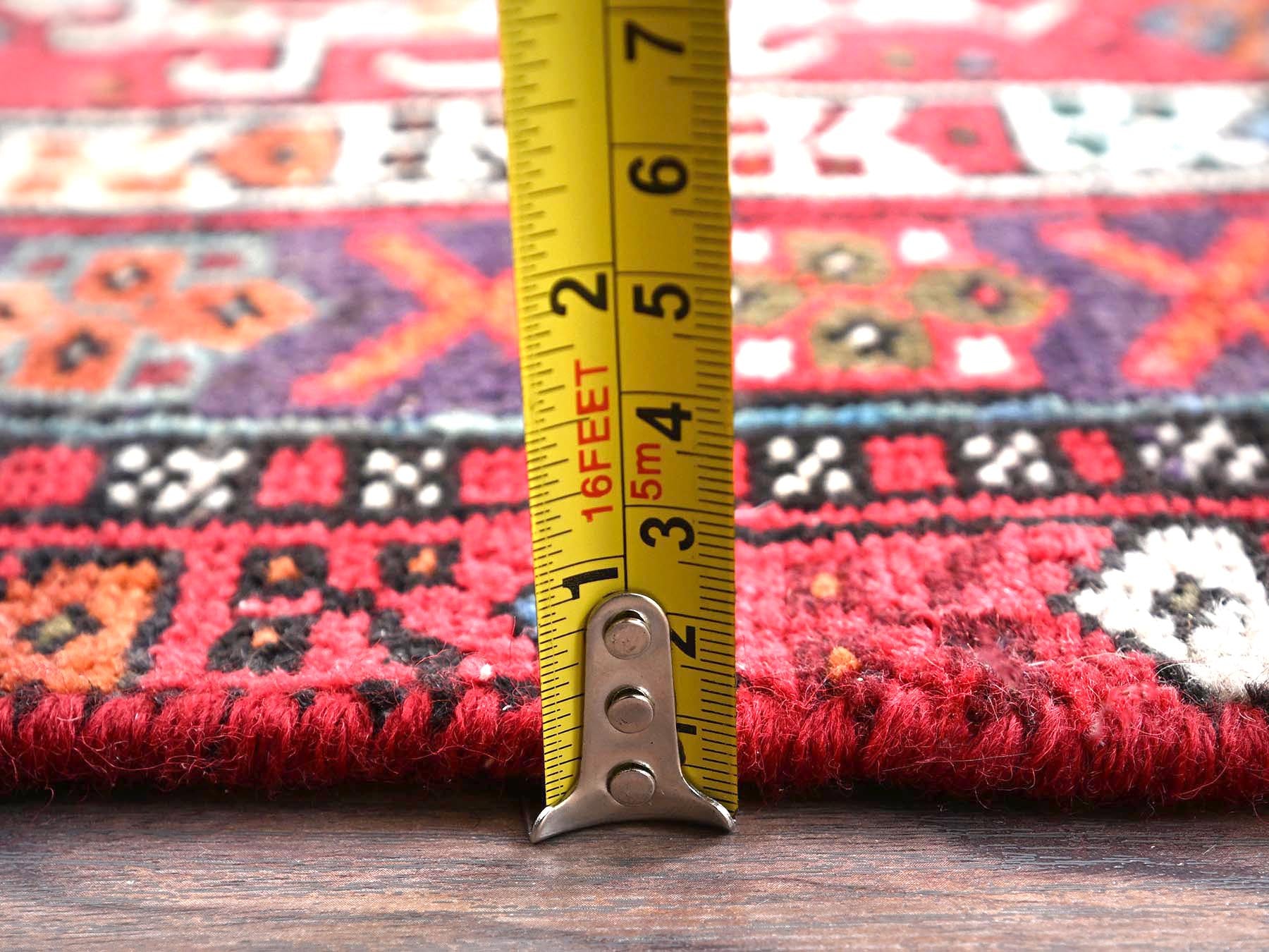 Vintage hand-knotted wool runner in Red, 3' x 12'9" — SKU O01783 (view 6)