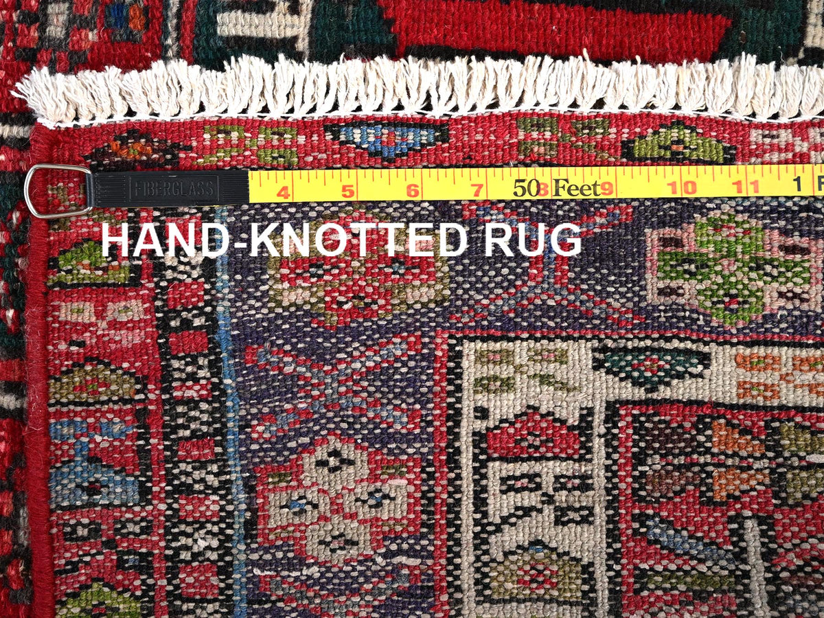 Vintage hand-knotted wool runner in Red, 3' x 12'9" — SKU O01783 (view 7)