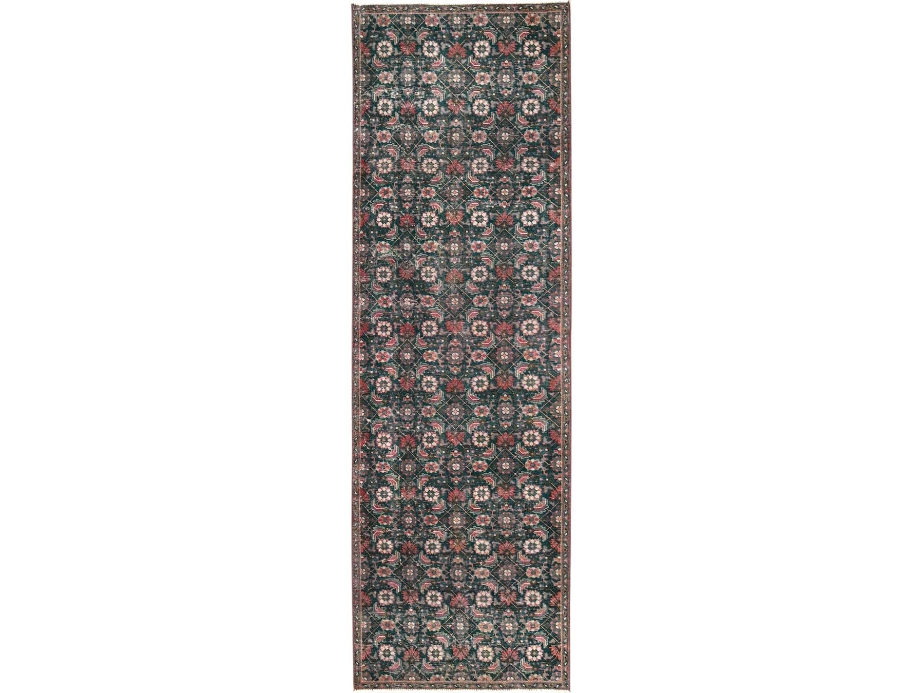 Tabriz Vintage hand-knotted wool runner in Green, 2'8" x 8'5" — SKU O01784