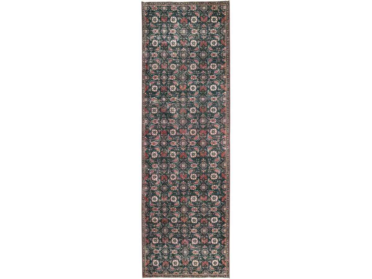 Tabriz Vintage hand-knotted wool runner in Green, 2'8" x 8'5" — SKU O01784