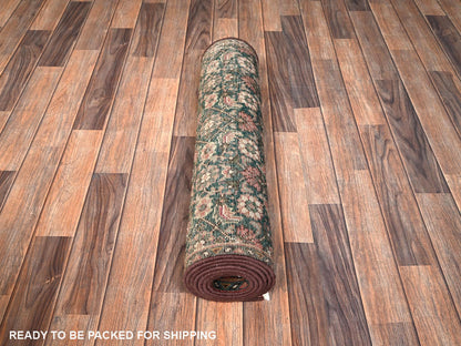 Tabriz Vintage hand-knotted wool runner in Green, 2'8" x 8'5" — SKU O01784 (view 5)