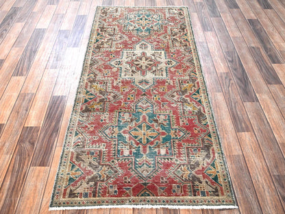 Red 2'7" x 5'10" Vintage Hand knotted Wool Rug - Sku: O01788