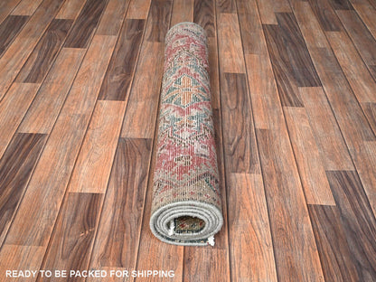 Red 2'7" x 5'10" Vintage Hand knotted Wool Rug - Sku: O01788