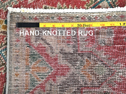 Red 2'7" x 5'10" Vintage Hand knotted Wool Rug - Sku: O01788
