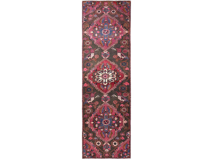Brown 2'11" x 9'8" Vintage Hand knotted Wool Rug - Sku: O01791