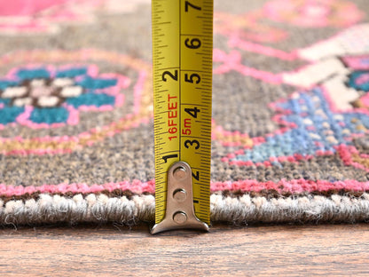 Brown 2'11" x 9'8" Vintage Hand knotted Wool Rug - Sku: O01791