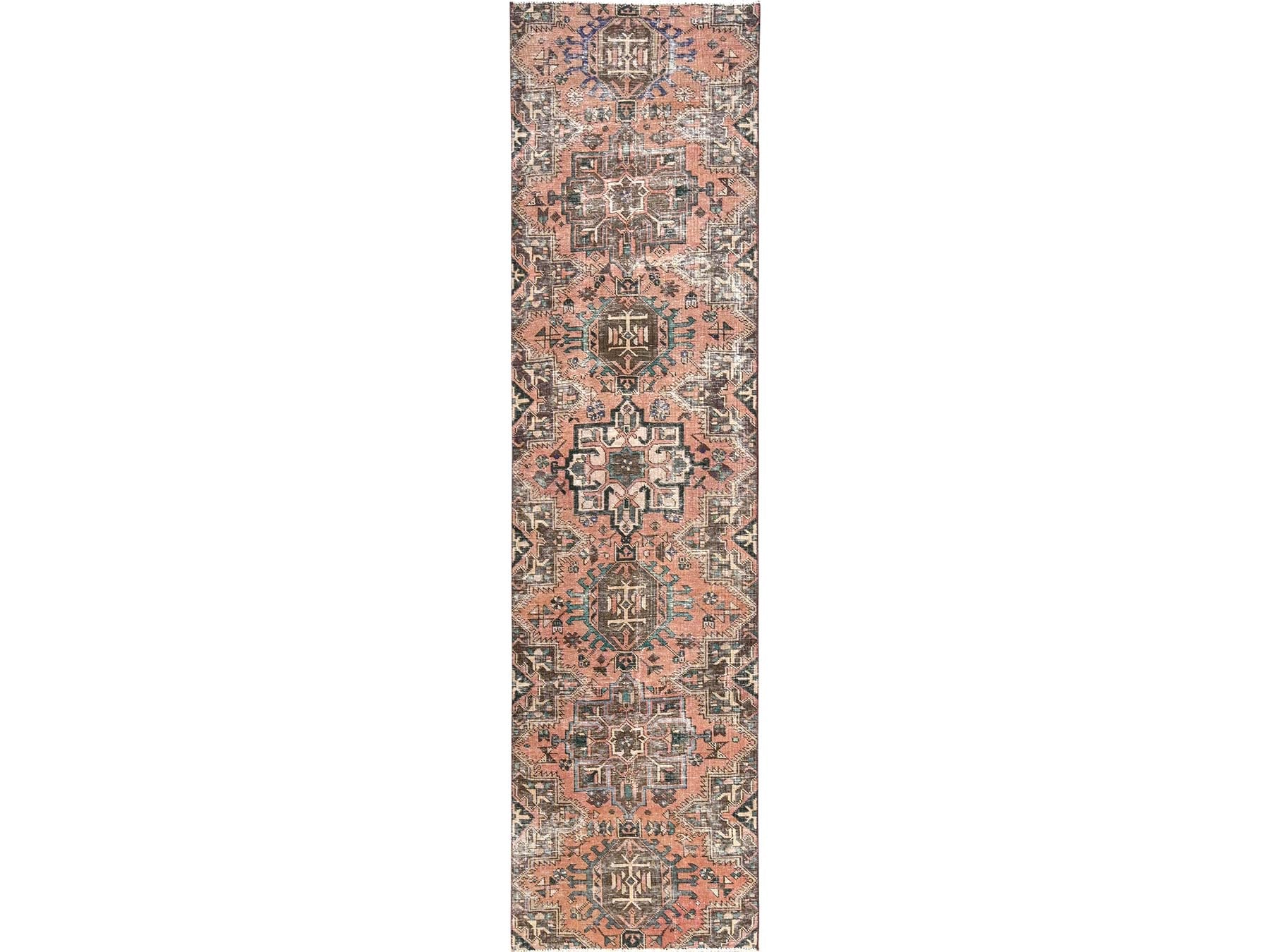 Vintage hand-knotted wool runner in Pink, 2'10" x 11'3" — SKU O01795
