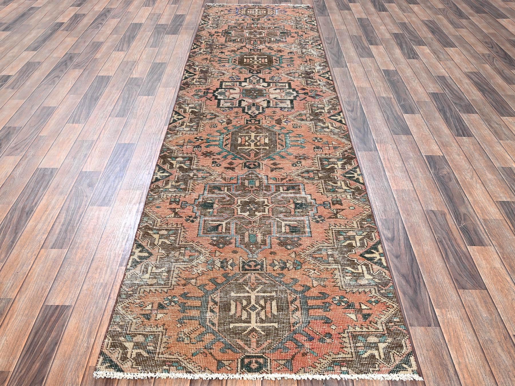 Pink 2'10" x 11'3" Vintage Hand knotted Wool Rug - Sku: O01795