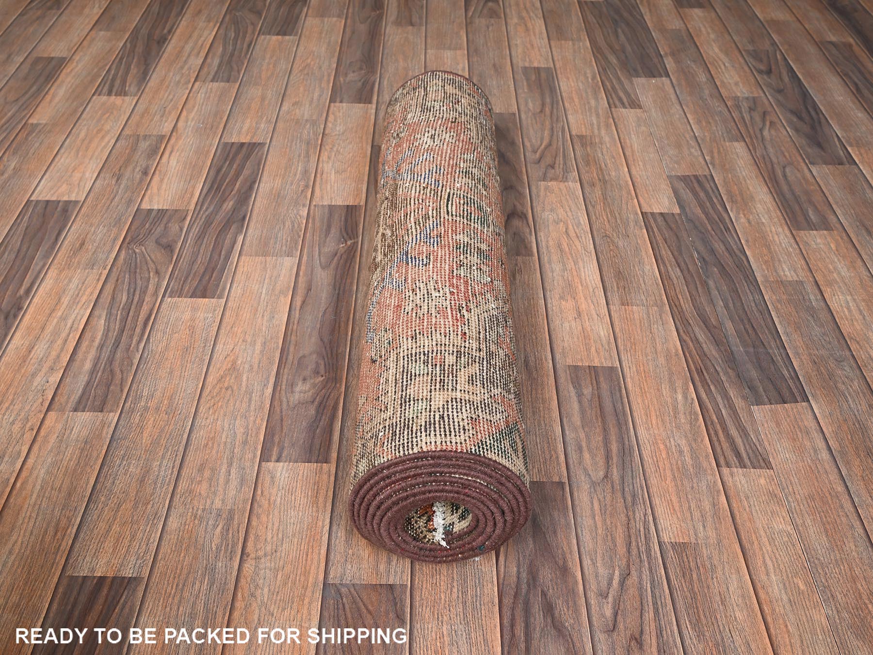 Vintage hand-knotted wool runner in Pink, 2'10" x 11'3" — SKU O01795 (view 5)