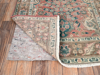 Tabriz Vintage hand-knotted wool runner in Pink & Brown, 3'1" x 13'2" — SKU O01797 (view 3)