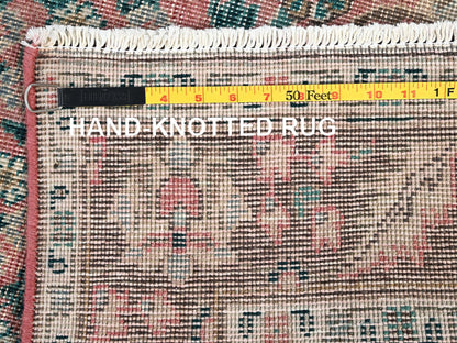 Pink 3'1" x 13'2" Vintage Hand knotted Wool Rug - Sku: O01797