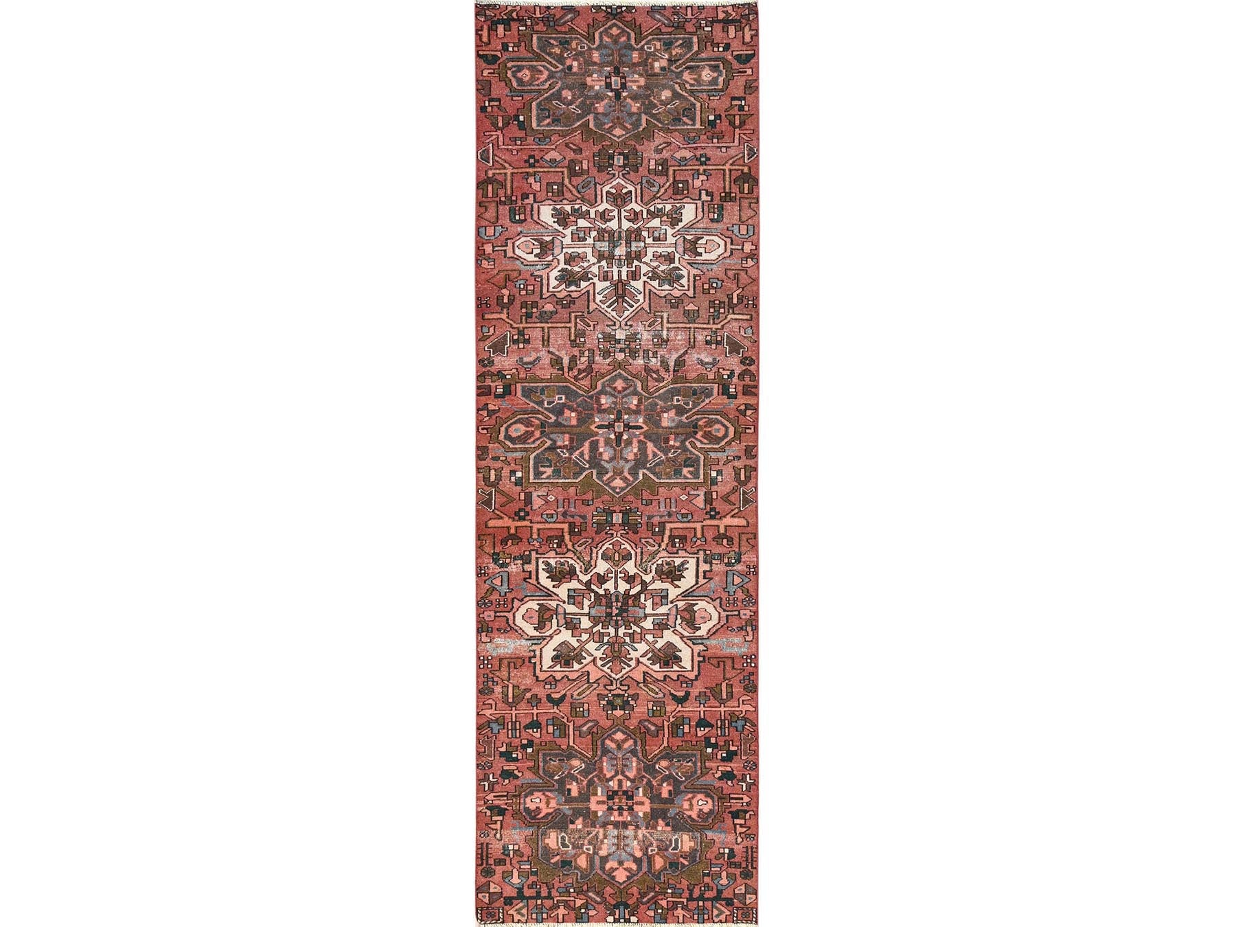Vintage hand-knotted wool runner in Red, 2'10" x 9'9" — SKU O01800