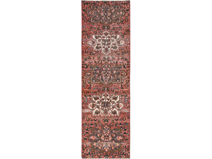Vintage hand-knotted wool runner in Red, 2'10" x 9'9" — SKU O01800