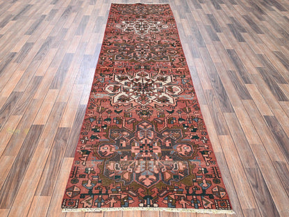 Vintage hand-knotted wool runner in Red, 2'10" x 9'9" — SKU O01800 (view 2)