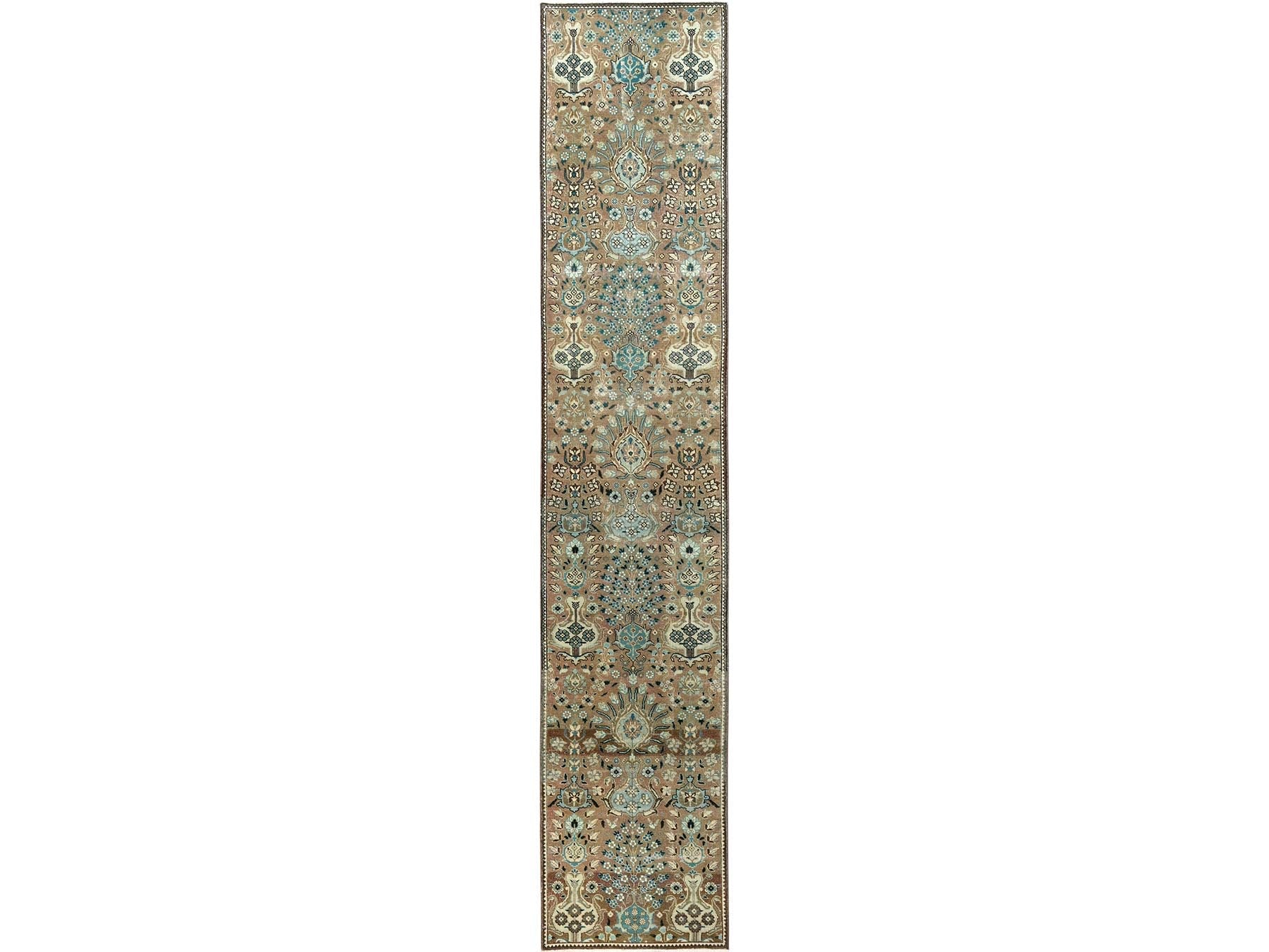 Brown 2'5" x 12'11" Vintage Hand knotted Wool Rug - Sku: O01801