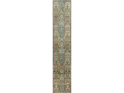 Brown 2'5" x 12'11" Vintage Hand knotted Wool Rug - Sku: O01801