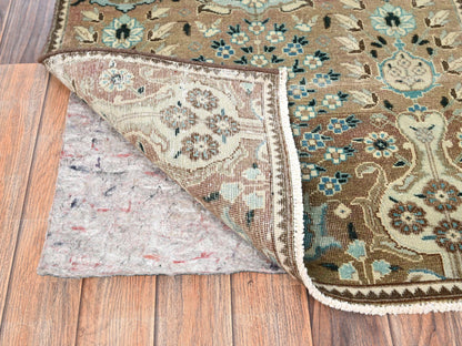 Brown 2'5" x 12'11" Vintage Hand knotted Wool Rug - Sku: O01801