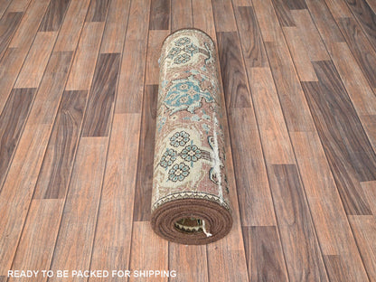 Brown 2'5" x 12'11" Vintage Hand knotted Wool Rug - Sku: O01801