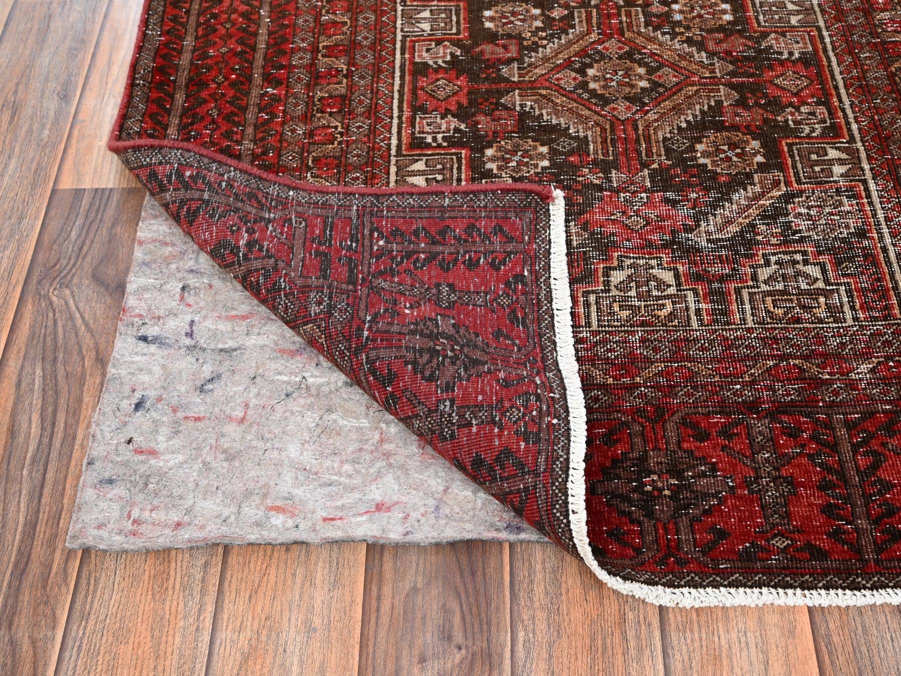 Baluch Vintage hand-knotted wool runner in Red, 3' x 5'11" — SKU O01806 (view 3)