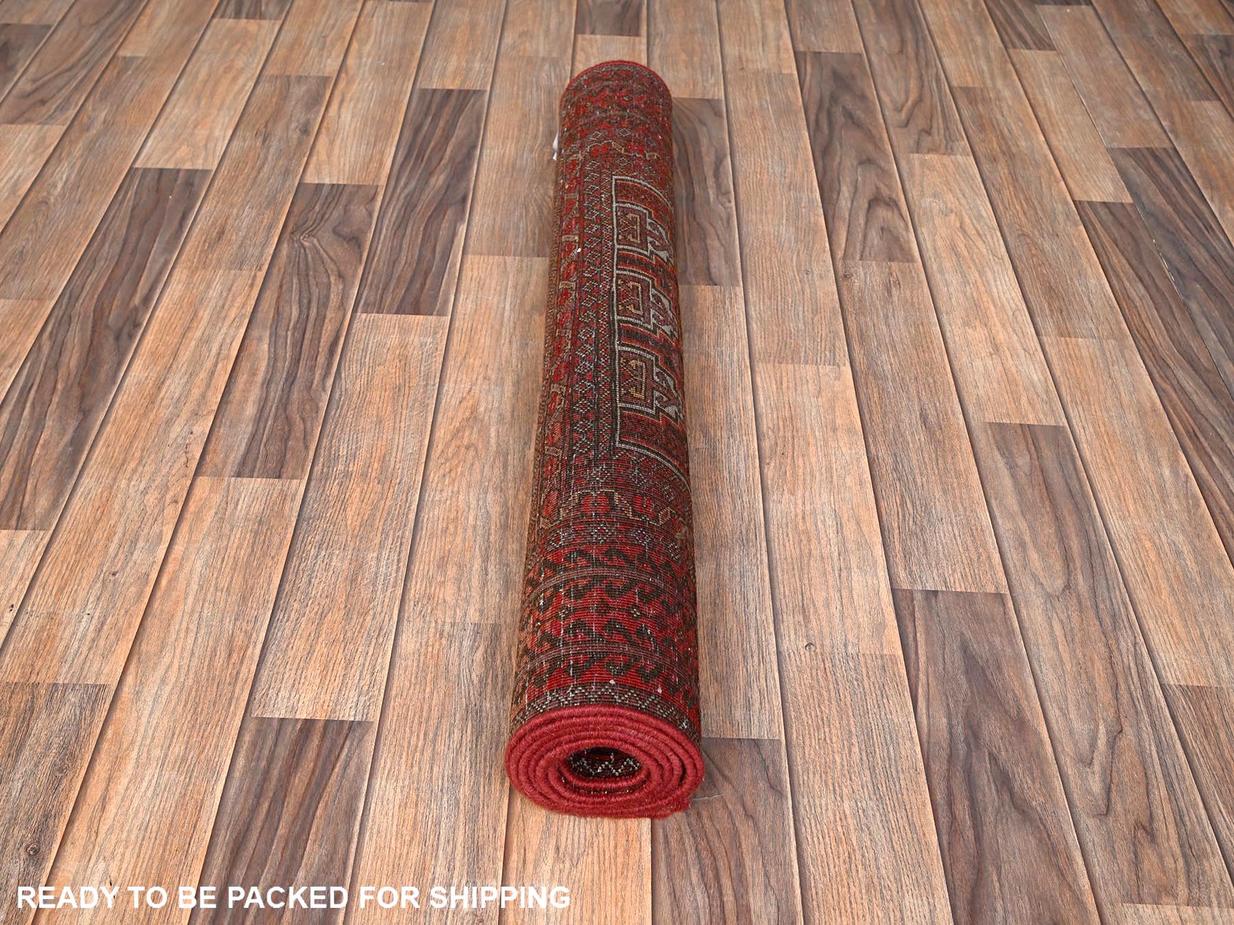 Baluch Vintage hand-knotted wool runner in Red, 3' x 5'11" — SKU O01806 (view 5)